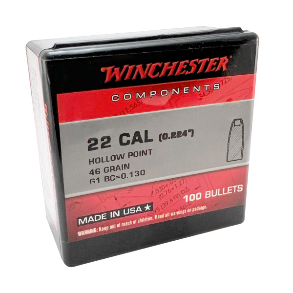 WINCHESTER BULLET 22c (.224) 46gr HP 100/bx 10/cs