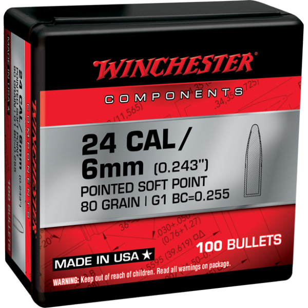 WINCHESTER BULLET 24c (.243) 80gr PSP 100/bx 10/cs