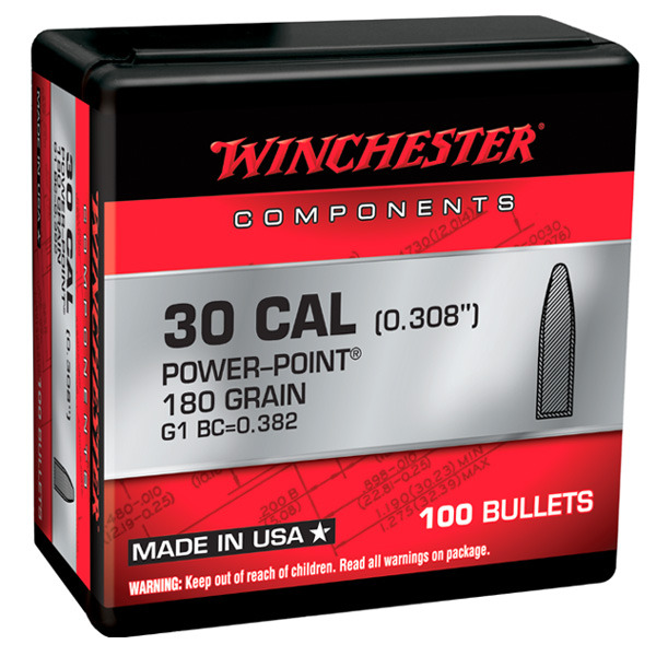 WINCHESTER BULLET 30c (.308) 180gr PWR PT 100/bx 10/cs