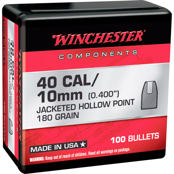 WINCHESTER BULLET 40c (.400) 180 JHP 100/bx 10/cs