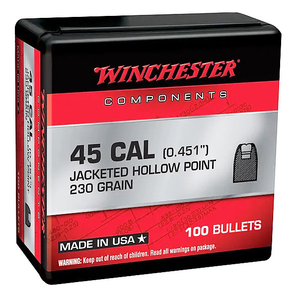 WINCHESTER BULLET 45c (.451) 230gr JHP 100/bx 10/cs