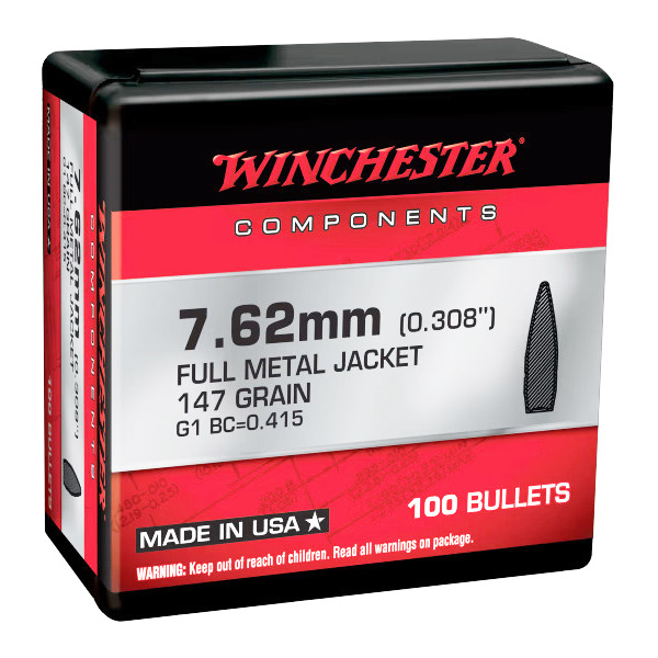 WINCHESTER BULLET 30c (.308) 147gr FMJ 100/bx 10/cs