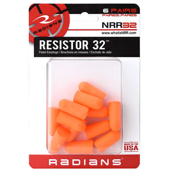 RADIANS FOAM EARPLUGS 6 PAIRS, DISPOSABLE