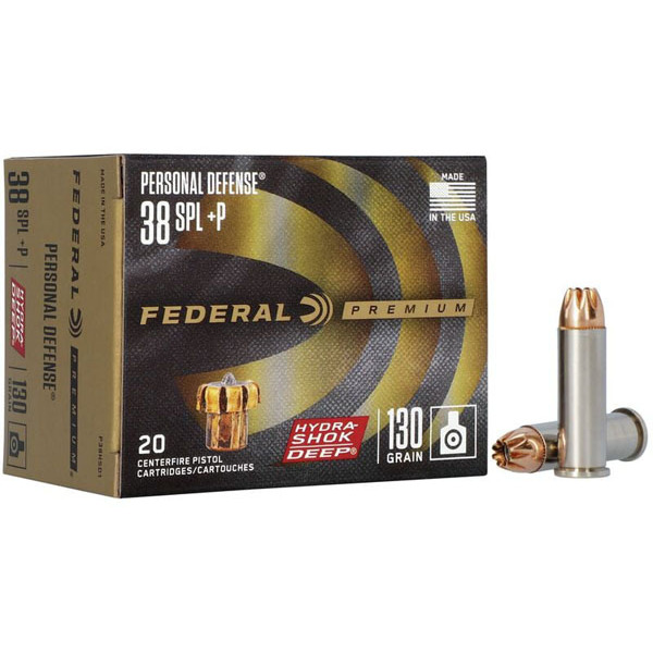 FEDERAL AMMO 38 SPL +P 130gr HYDRA-SHOK DEEP JHP 20/bx