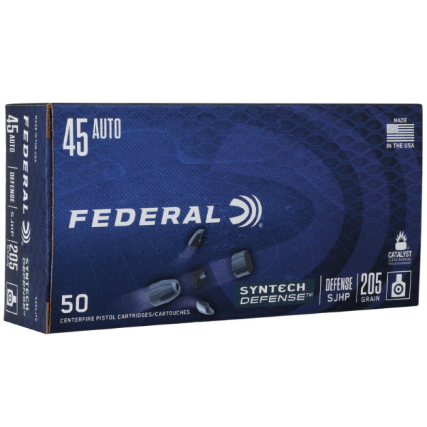 FEDERAL AMMO 45 ACP 205g SJHP SYNTECH DEFENSE 50bx 10cs