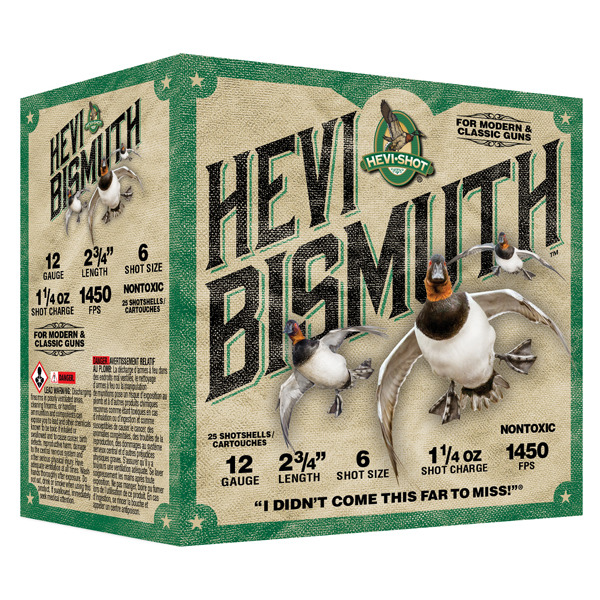 HEVI-SHOT 12ga BISMUTH 2.75in 1-1/4oz 6 25/b 10c