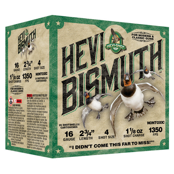 HEVI-SHOT 16ga BISMUTH 2.75in 1-1/8oz 4 25/b 10c