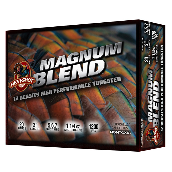 HEVI-SHOT 20ga MAG BLEND 3" 1.25oz #5,6,7 5/bx 10c