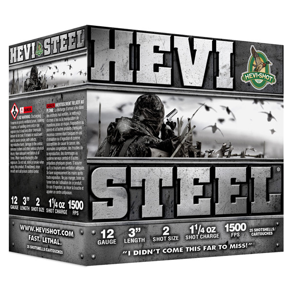 HEVI-SHOT 12ga HEVI STEEL 3" 1.25oz #2 25/bx 10/cs