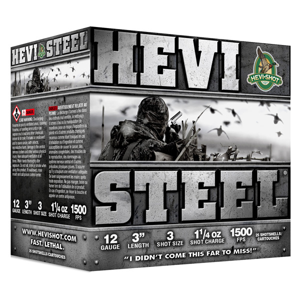 HEVI-SHOT 12ga HEVI STEEL 3" 1.25oz #3 25/bx 10/cs
