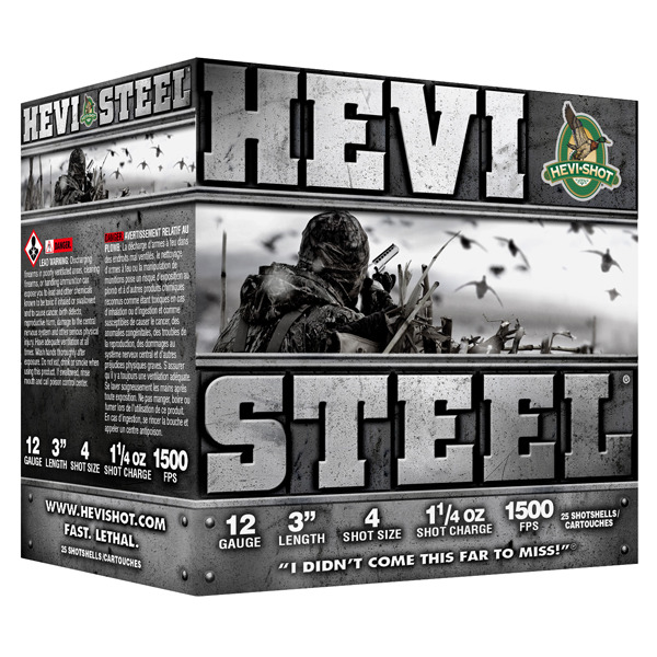 HEVI-SHOT 12ga HEVI STEEL 3" 1.25oz #4 25/bx 10/cs