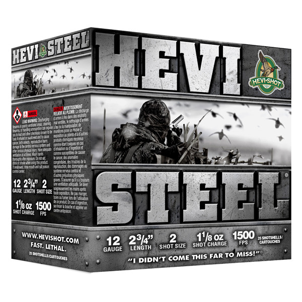 HEVI-SHOT 12ga HEVI STEEL 2.75" 1-1/8oz #2 25/b 10c