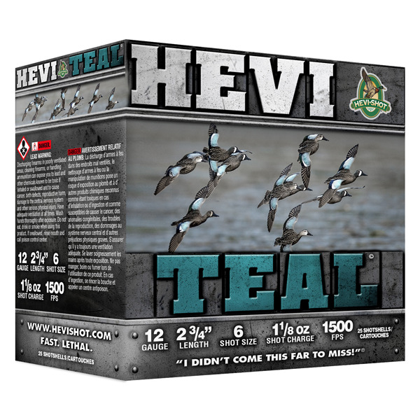 HEVI-SHOT 12ga HEVI TEAL 2.75" 1-1/8oz #6 25/b 10c