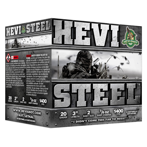 HEVI-SHOT 20ga HEVI STEEL 3" 7/8oz #2 25/bx 10/cs