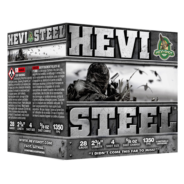 HEVI-SHOT 28ga HEVI STEEL 2.75" 5/8oz #4 25/bx 10/c