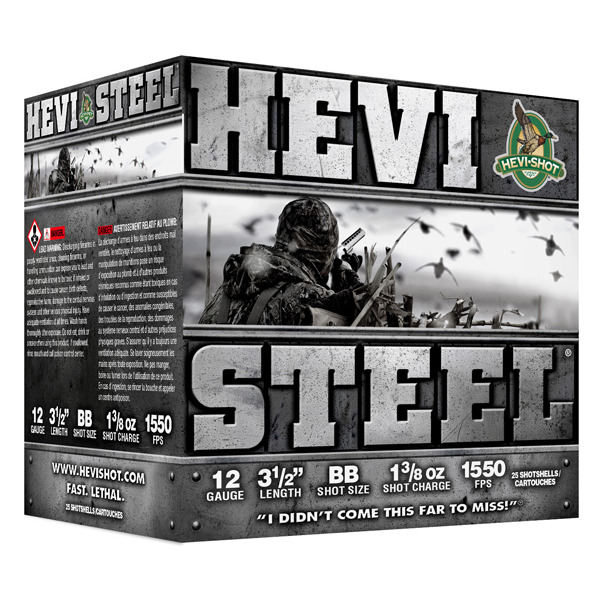 HEVI-SHOT 12ga HEVI STEEL 3.5" 1-3/8oz #BB 25/b 10c