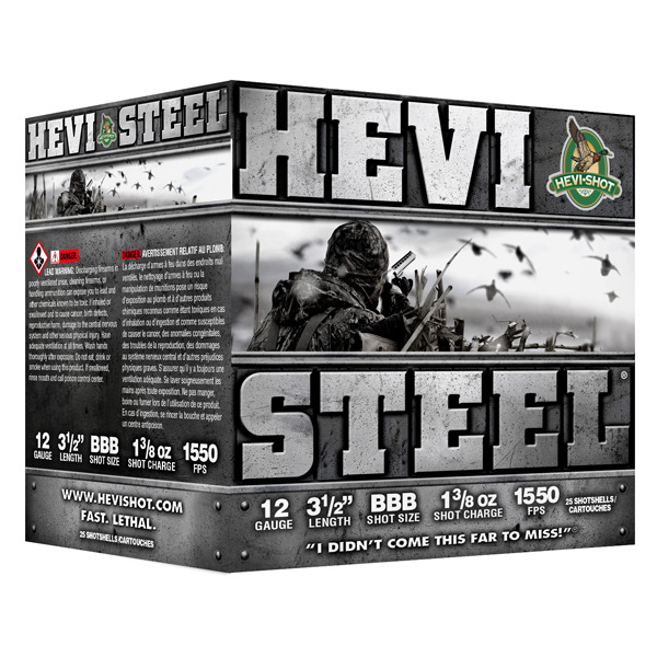 HEVI-SHOT 12ga HEVI STEEL 3.5" 1-3/8oz #BBB 25b 10c