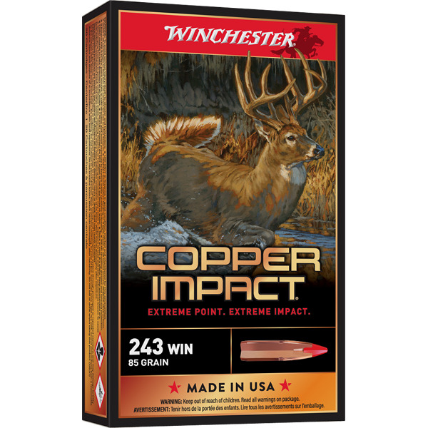 WINCHESTER AMMO 243 WINCHESTER 85GR COPPER IMPACT LF 20b 10c