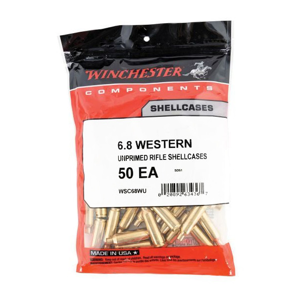 WINCHESTER BRASS 6.8 WEST UNPRM 50/bag 20/cs