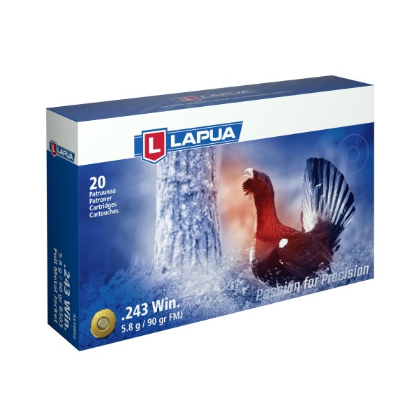 LAPUA AMMO 243 WINCHESTER 90gr FMJ 20/bx 30/cs