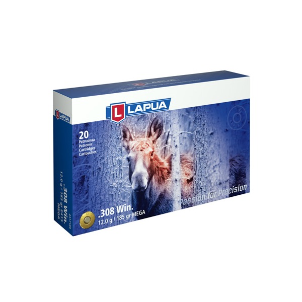 LAPUA AMMO 308 WINCHESTER 185gr SP MEGA 20/bx 30/cs