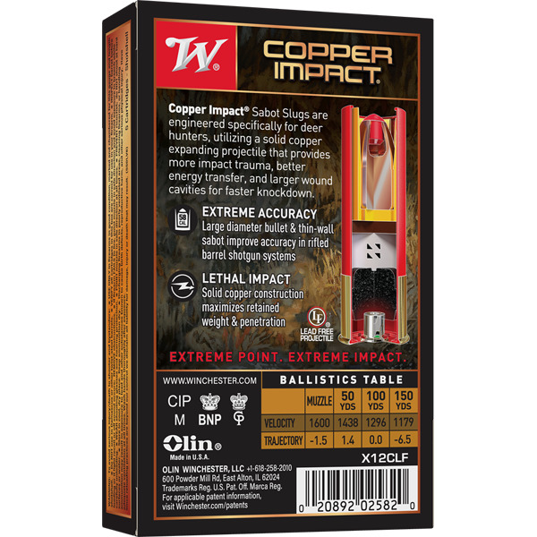 WINCHESTER AMMO 12 GA 2-3/4" 1oz SABOT SLUG CI LF 5b 20c