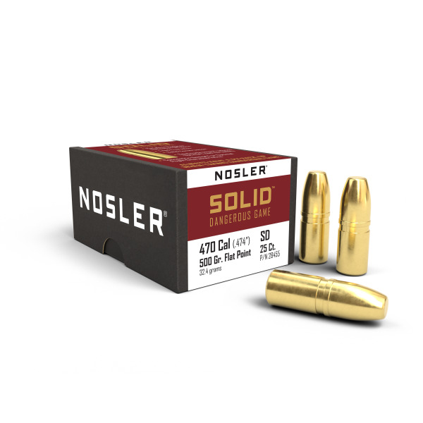 NOSLER 475(.475) 500gr SOLID BULL DANGEROUS GAME 25/bx