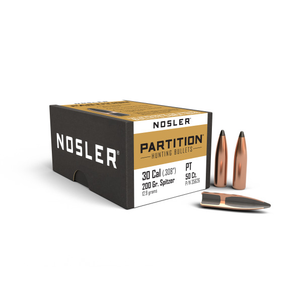 NOSLER 30(.308) 200gr Spitzr BULLET Partition 50/bx