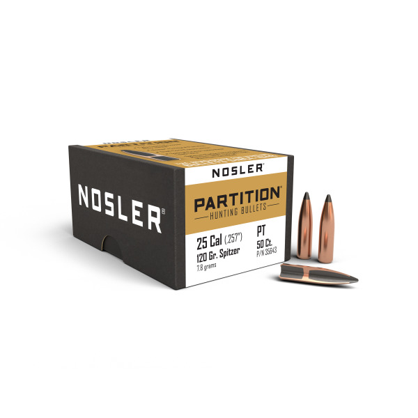 NOSLER 25(.257) 120gr Spitzr BULLET Partition 50/bx