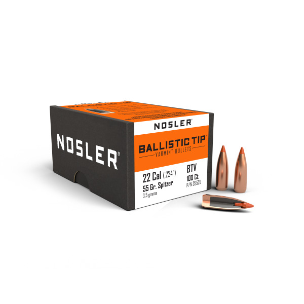 NOSLER 22(.224) 55gr Spitzer BULLET BallisticTip 100/b