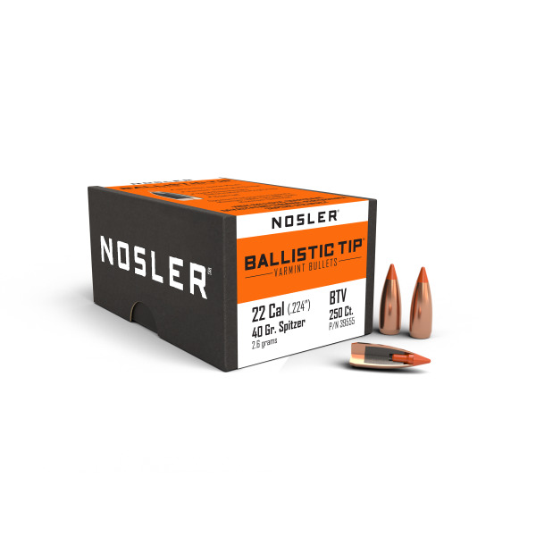 NOSLER 22(.224) 40gr Spitzer BULLET BallisticTip 250/b