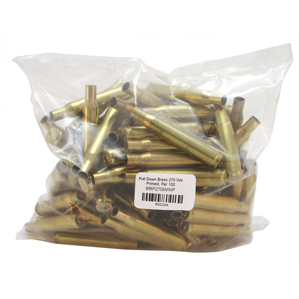 PULL DOWN BRASS 270 WINCHESTER "PRIMED" PER 100