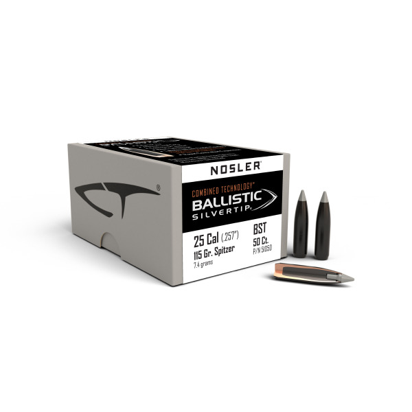 NOSLER 25(.257) 115gr Spitzr BULLET BallSilverTip 50/b