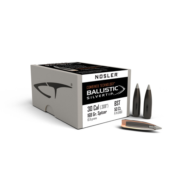 NOSLER 30(.308) 168gr Spitzr BULLET BallSilverTip 50/b
