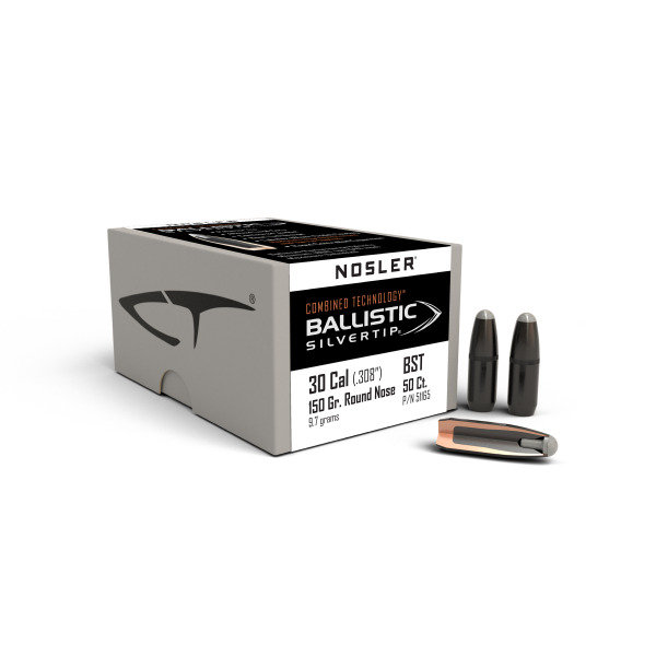 NOSLER 30-30 (.308) 150gr BT BULLET BallSilverTip 50/b