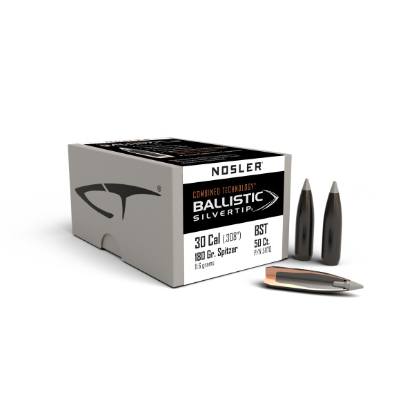NOSLER 30(.308) 180gr Spitzr BULLET BallSilverTip 50/b