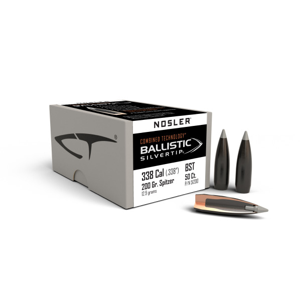 NOSLER 338(.338) 200gr Sptzr BULLET BallSilverTip 50/b