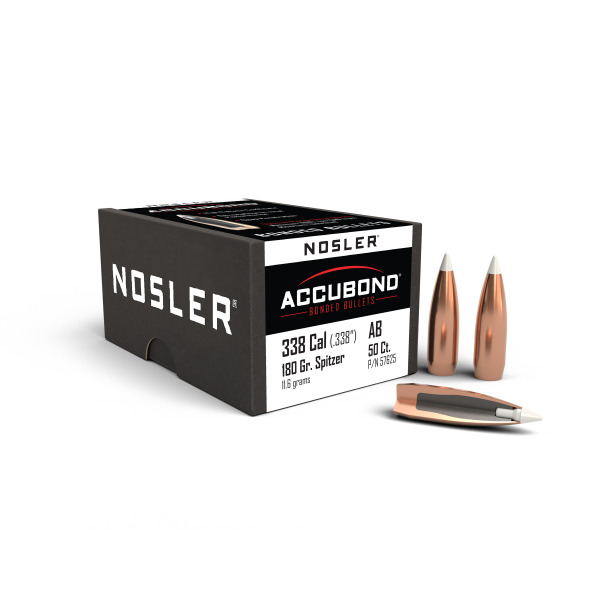 NOSLER 338(.338) 180gr Sptzr BULLET AccuBond 50/bx