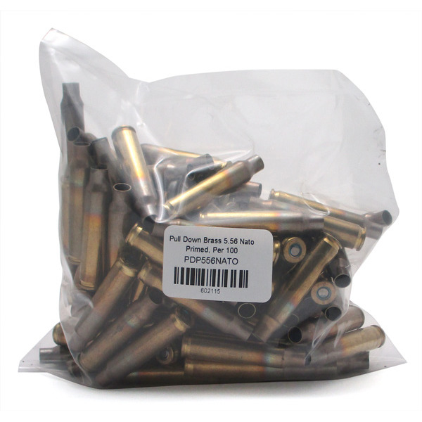 PULL DOWN BRASS 5.56 NATO "PRIMED" PER 100
