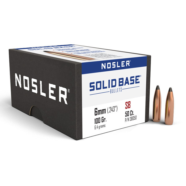 NOSLER 6MM(.243) 100gr SP BULLET SOLID BASE 50/bx