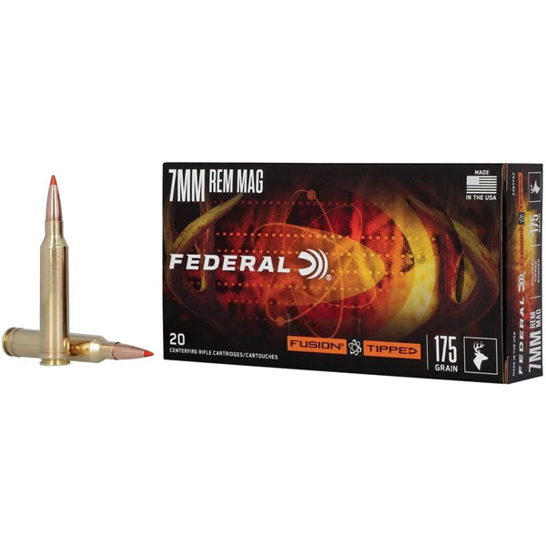 FEDERAL AMMO 7mm REMINGTON MAG 175g FUSION TIPPED 20bx 10cs
