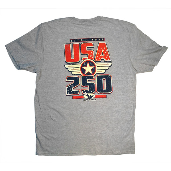 GRAF & SONS T-SHIRT GRAY U.S.A. 250yrs MEDIUM