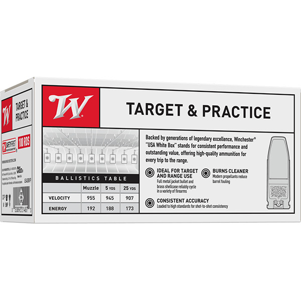 WINCHESTER AMMO 380 AUTO USA TGT 95gr FMJ VP 100/bx 5/cs