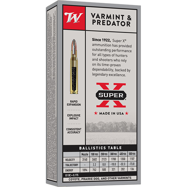 WINCHESTER AMMO 222 REMINGTON SUPER-X 50gr PSP 20/bx 10/cs