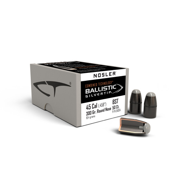 NOSLER 45-70 (.458) 300gr RN BULLET BallSilverTip 50/b