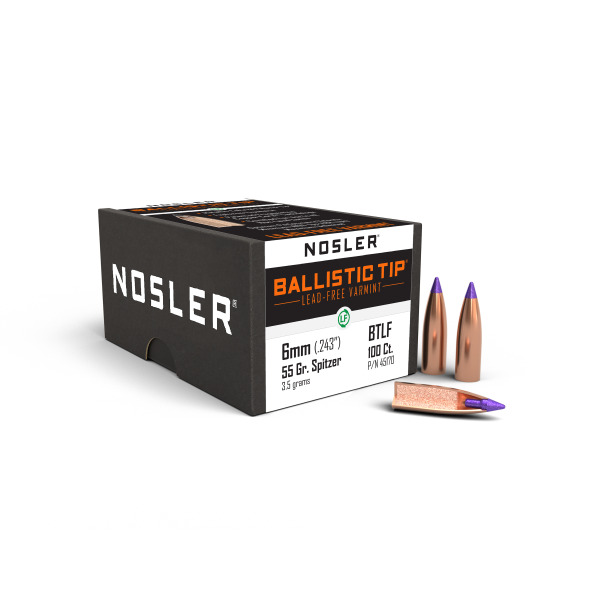 NOSLER 6MM(.243)55gr LD-FREE BallisticTip BULLET 100/b