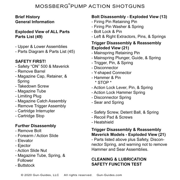 GUN-GUIDES DISASSEMBLY & REASSEMBLY MOSSBERG 500