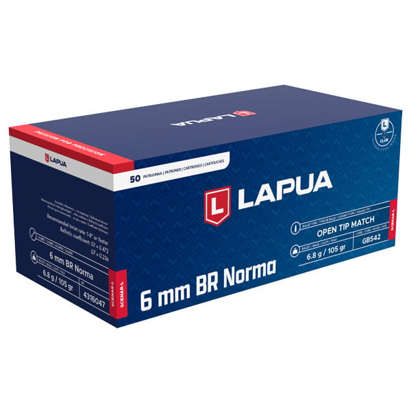 LAPUA AMMO 6MM BR NORMA 105gr SCENAR-L 50/b 12/c