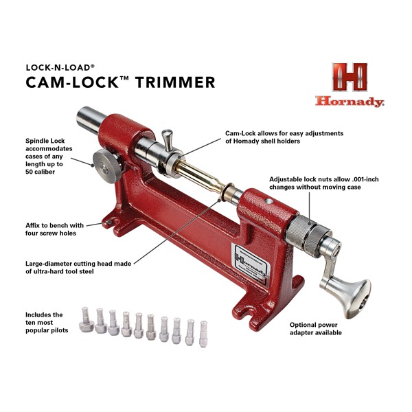 HORNADY CASE TRIMMER CAMLOCK w/ 7 PILOTS