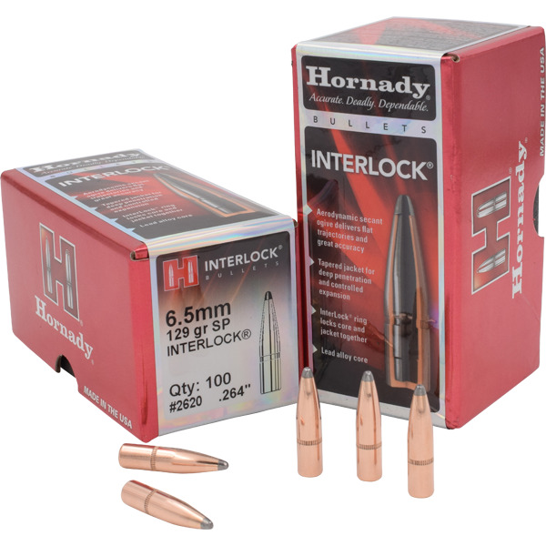 HORNADY 6.5MM (.264) 129gr IL BULLET INTERLOCK SP 100bx